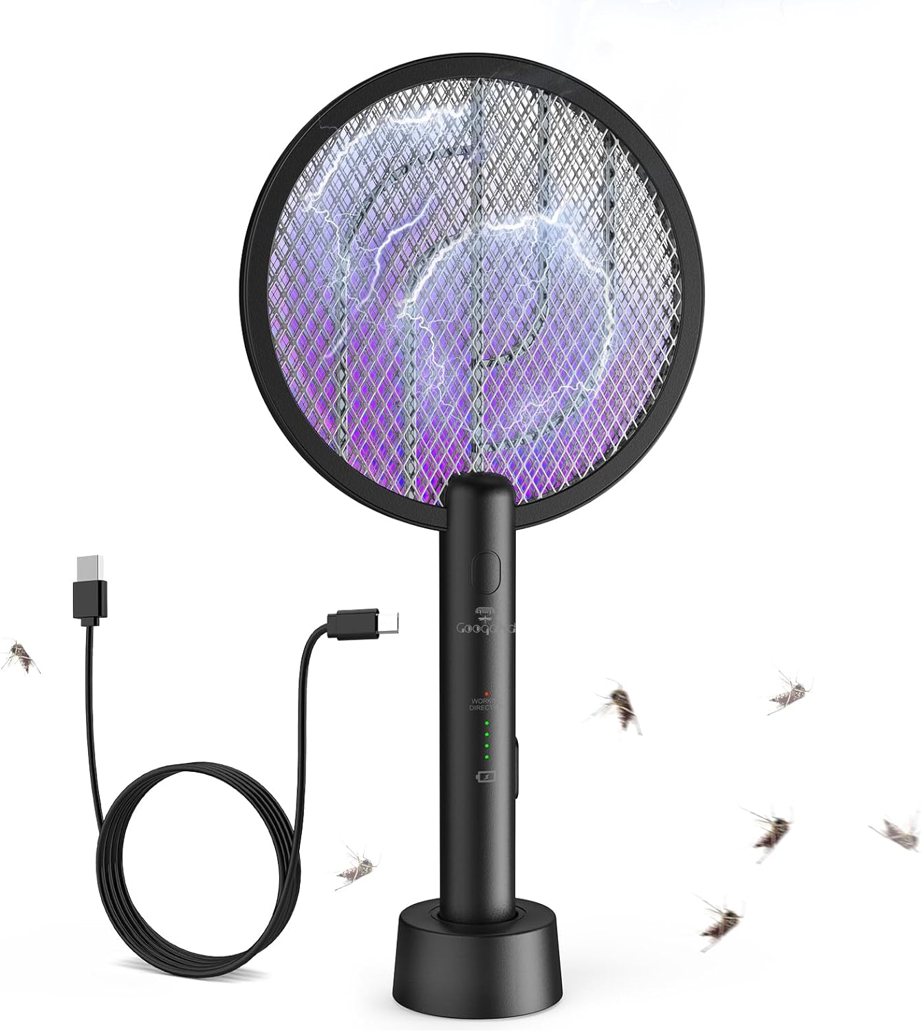 Electric Fly Swatter Rechargeable,GooQand 4000V Fly Killer Electronic with USB 2...
