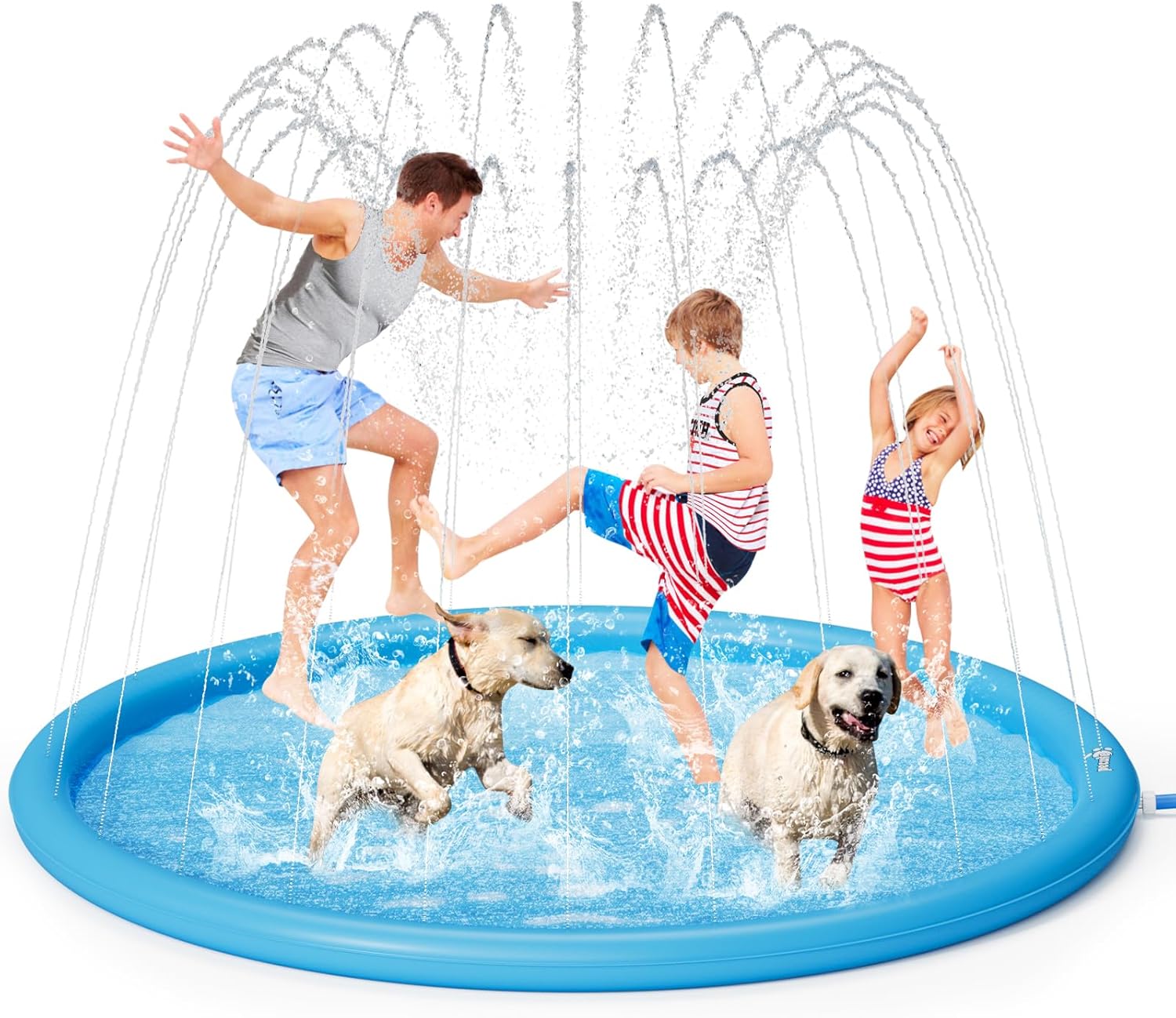 pecute Sprinkler Pad for Dogs & Kids-220cm, Thickened Dog Splash Mat Durable Chi...