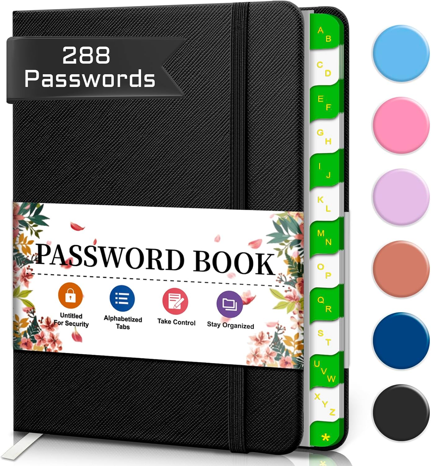 BLESWIN Password Book, Small Password Keeper Book with Alphabetical Tabs, Passwo...