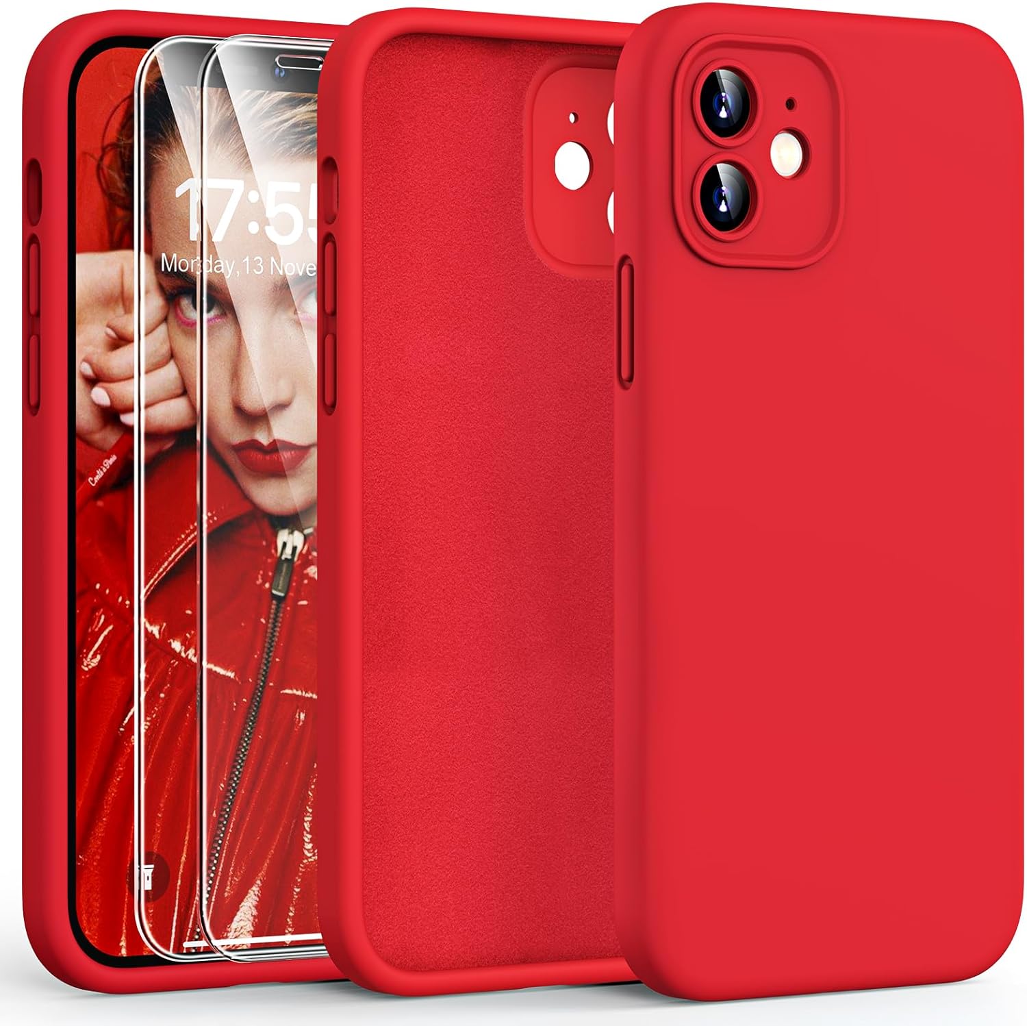 HATOSHI 3 in 1 for iPhone 12 Case, with 2 Pack HD Screen Protector, [Upgraded Fu...
