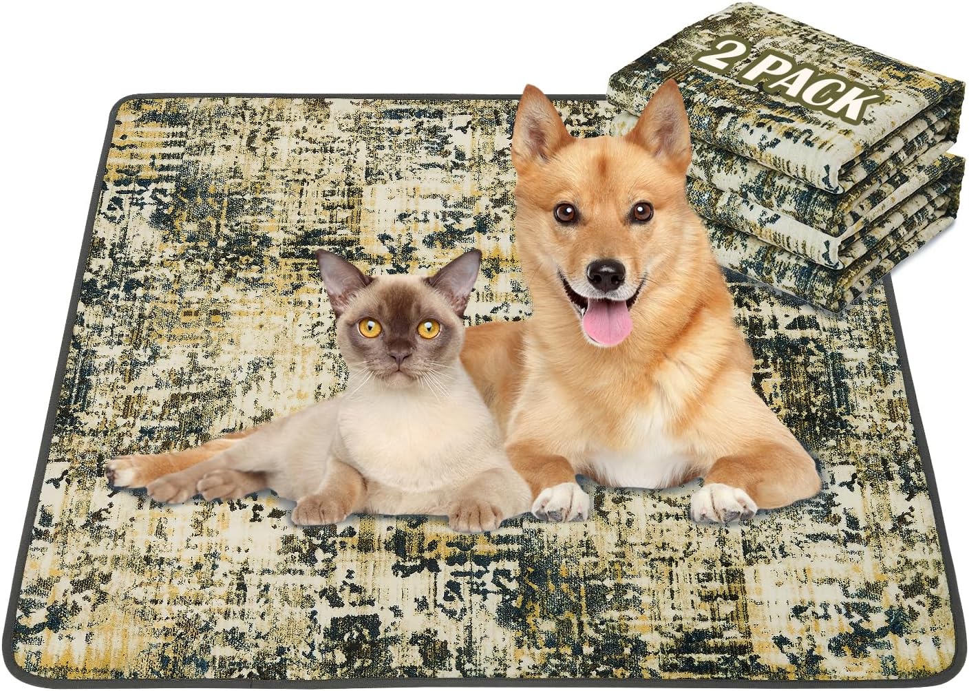 Qeils Washable Pee Pads for Dogs, 2 Pack Reusable Puppy Pads 36"x41" Super Absor...