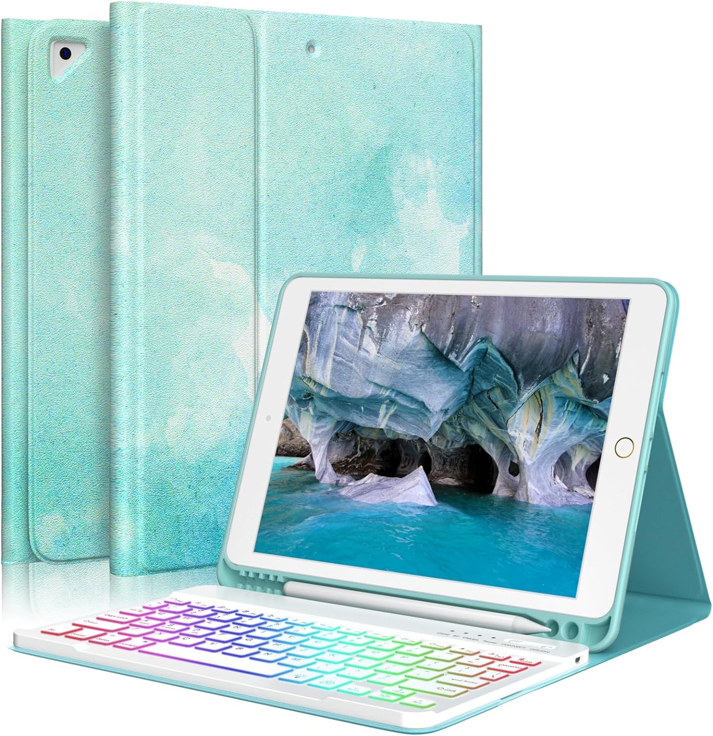 FUWANG Keyboard Case for iPad 9th Generation 10.2 inch 2021 - Detachable 7 Color...