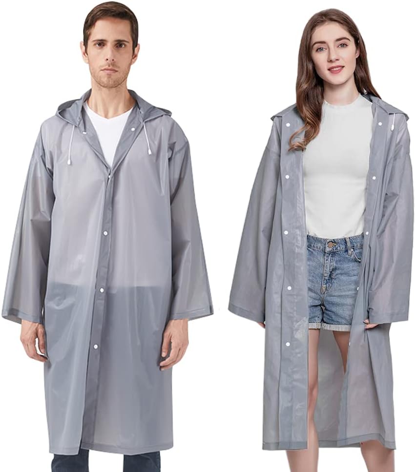 Cosowe Rain Poncho Raincoats for Adults, 2 Pack Reusable Rain Jacket Rainwear wi...