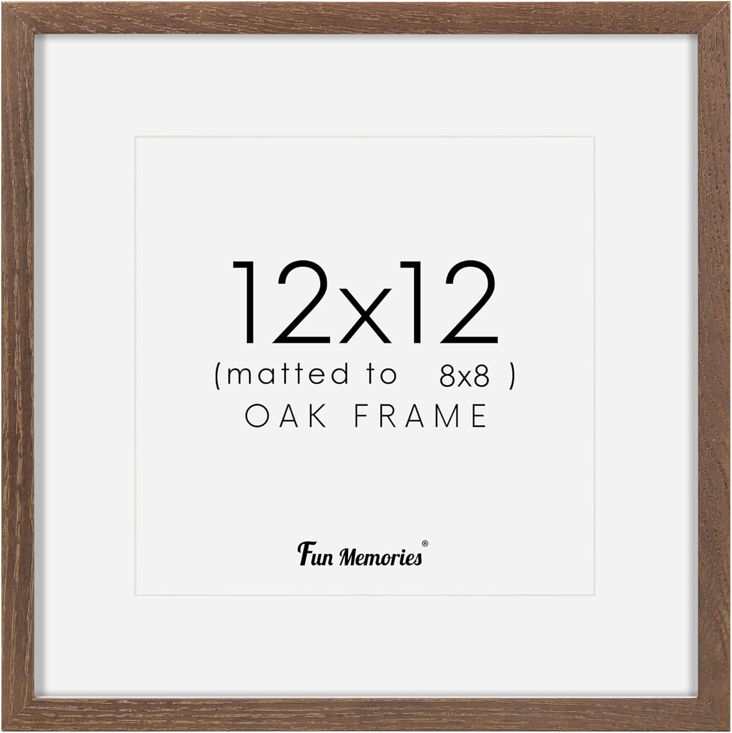 Square 12x12 Picture Frame, Oak Wood Frame 12 by 12, 12"x12" Photo Frames for Wa...