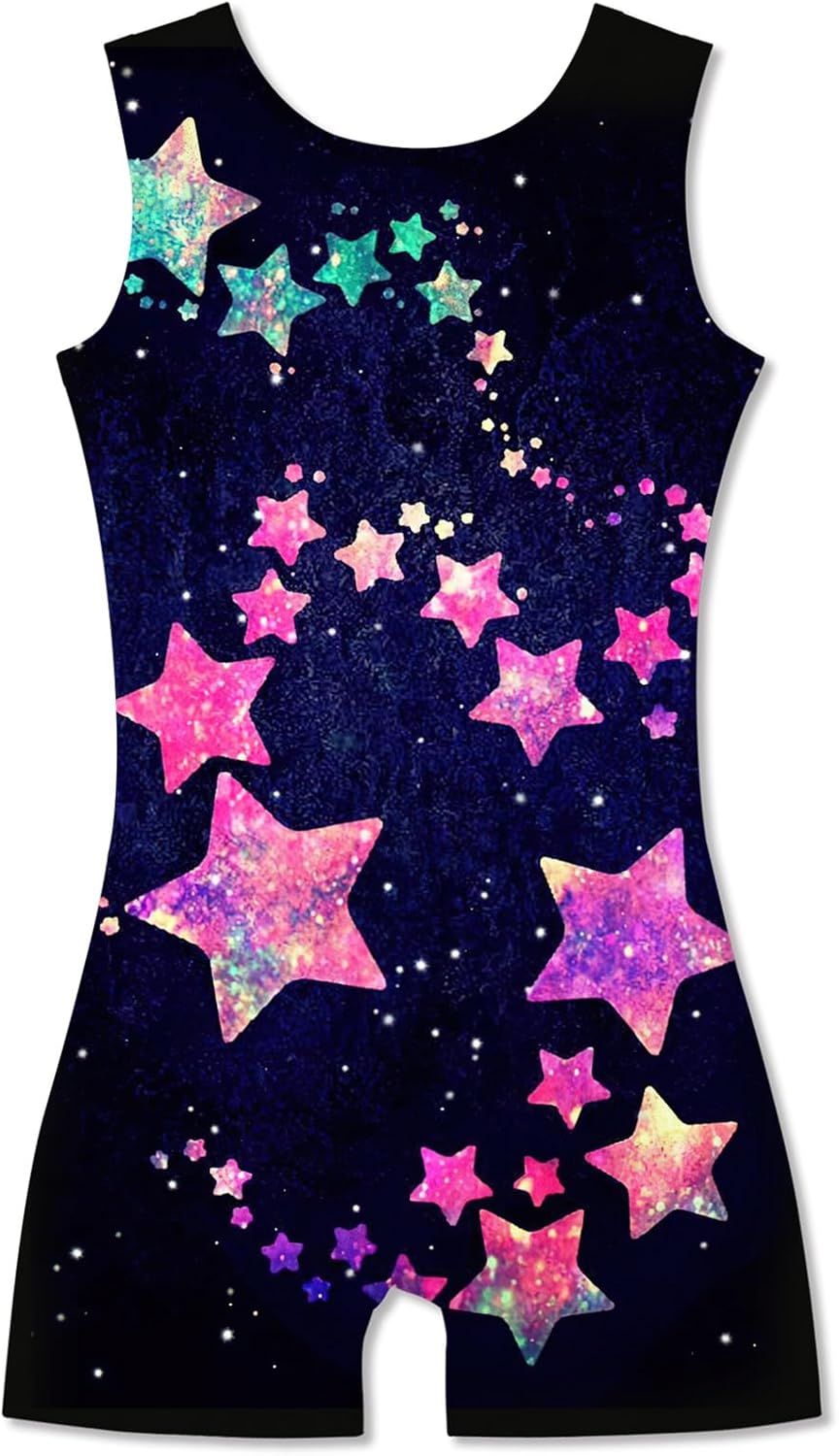 Idgreatim Gymnastics Leotards for Girls Sparkly Biketards Unitards with Shorts A...