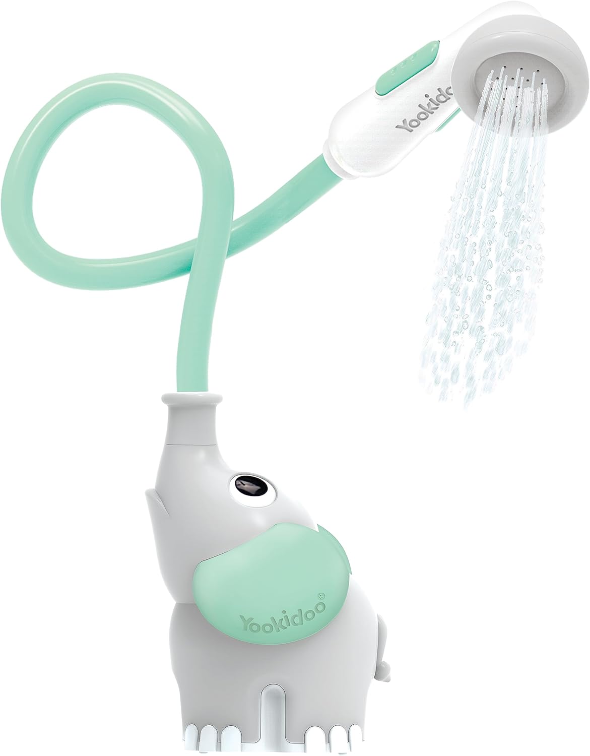 Yookidoo Baby Bath Shower Head - Elephant Water Pump with Trunk Spout Rinser - C...