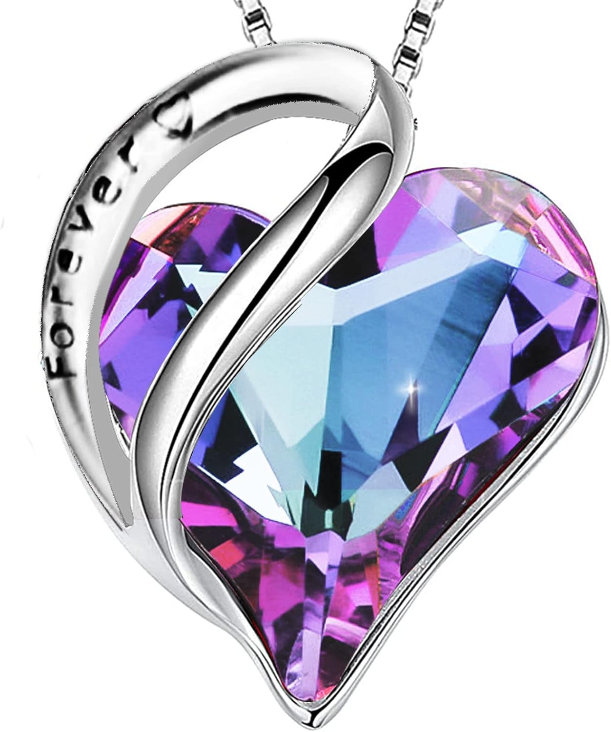 Sterling Silver Heart Necklaces for Women, Austrian Crystal Necklace,S925 Births...