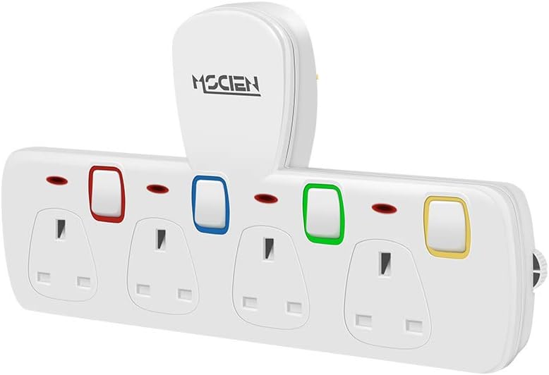Mscien Plug Extension Individually Switched Multi Plug Adaptor, 4 Way Plug Adapt...