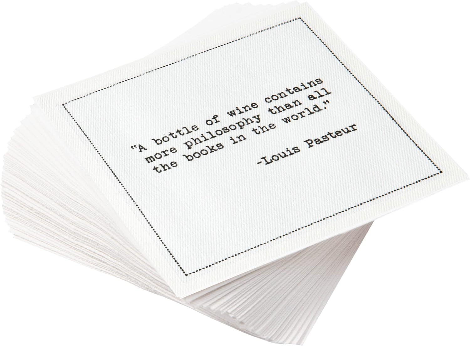 Five Star Napkins Literary Bar Quotes White Cotton Cocktail Napkins, Beverage Na...