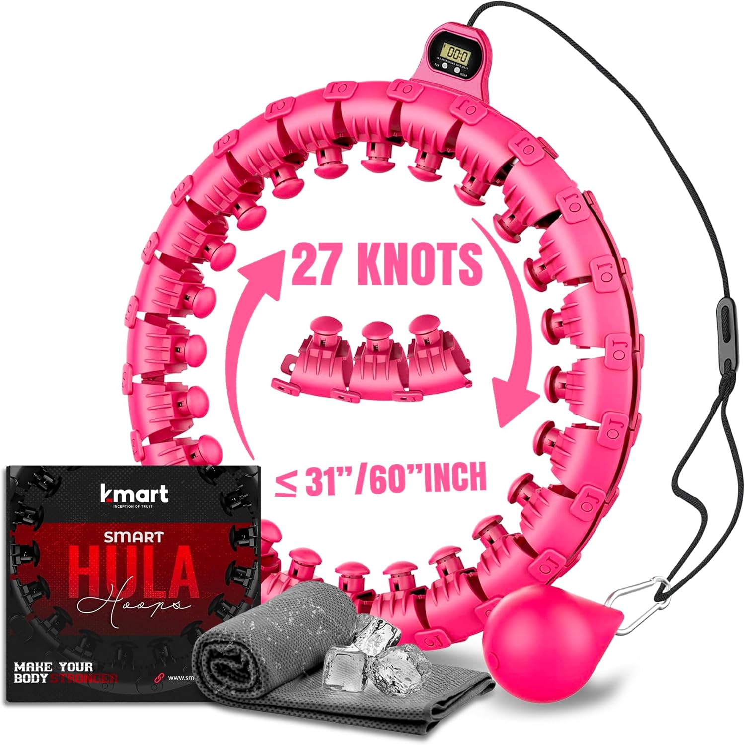 Smart Weighted Hula Hoop, Adjustable Fitness Exercise Weighted Hula Hoop - 27 De...