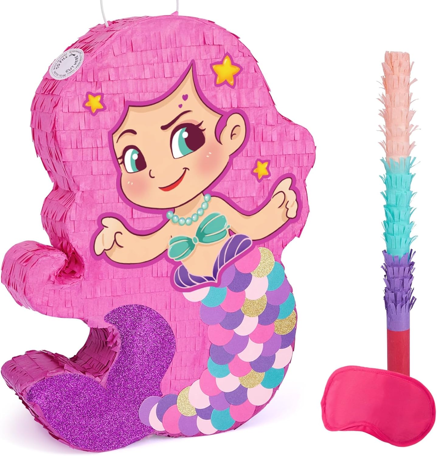 WERNNSAI Mermaid Piñata-Mermaid Party Piñata with Bat and Blindfold for Girls, K...
