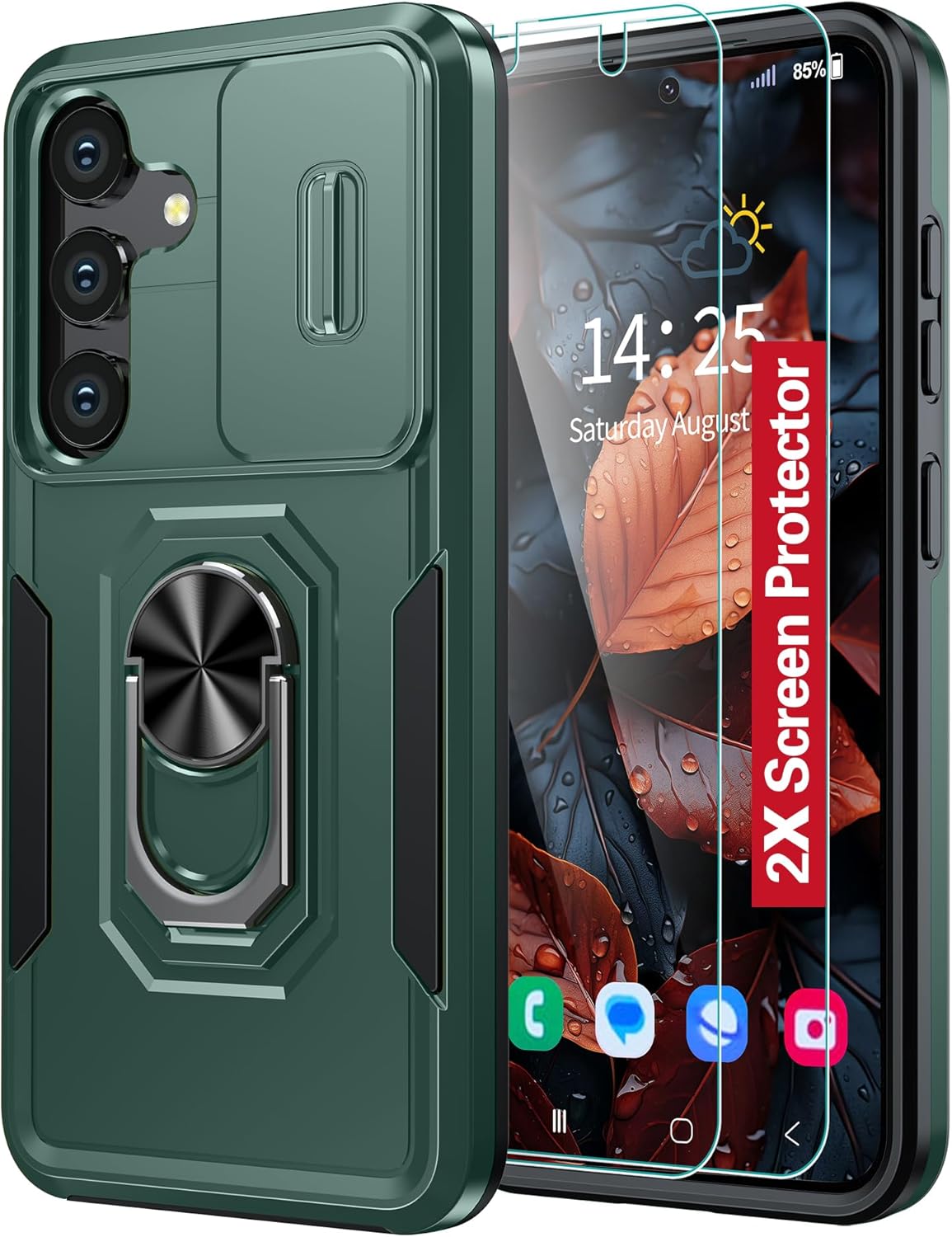 AMILIFECASES For Samsung Galaxy S24 Case,[Built-in Slide Camera Cover & Rotatabl...