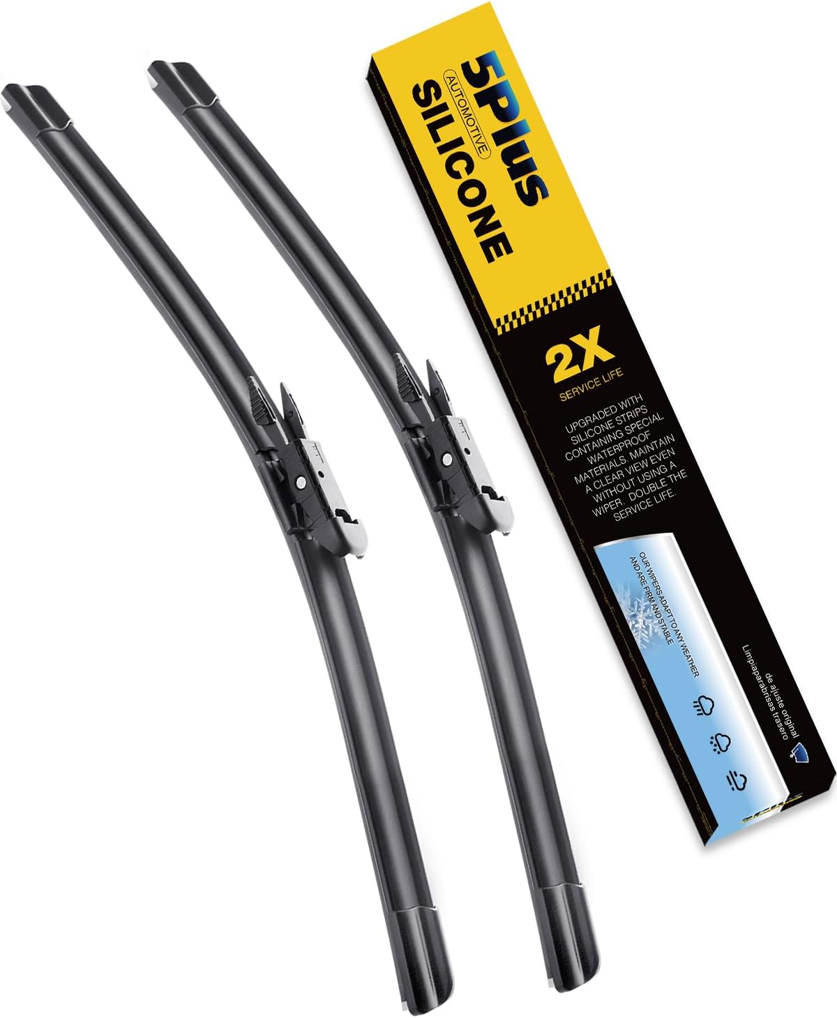 5 PLUS® Silicone Windshield Wipers 26 and 23 Inch Replacement For Toyota 2021-20...