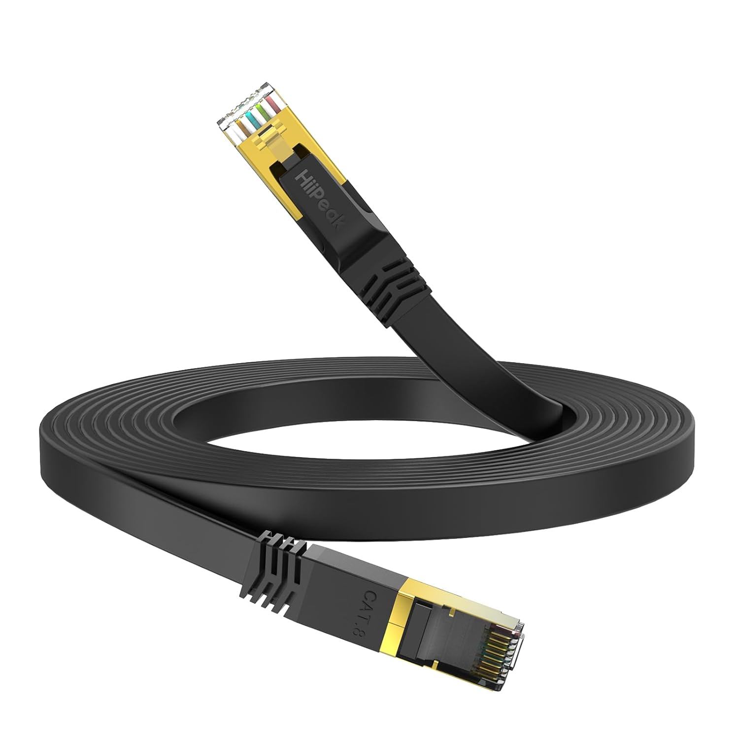 HiiPeak Cat 8 Flat Ethernet Cable 10m, Cat8 Internet Cable 40Gbps 2000Mhz High-S...