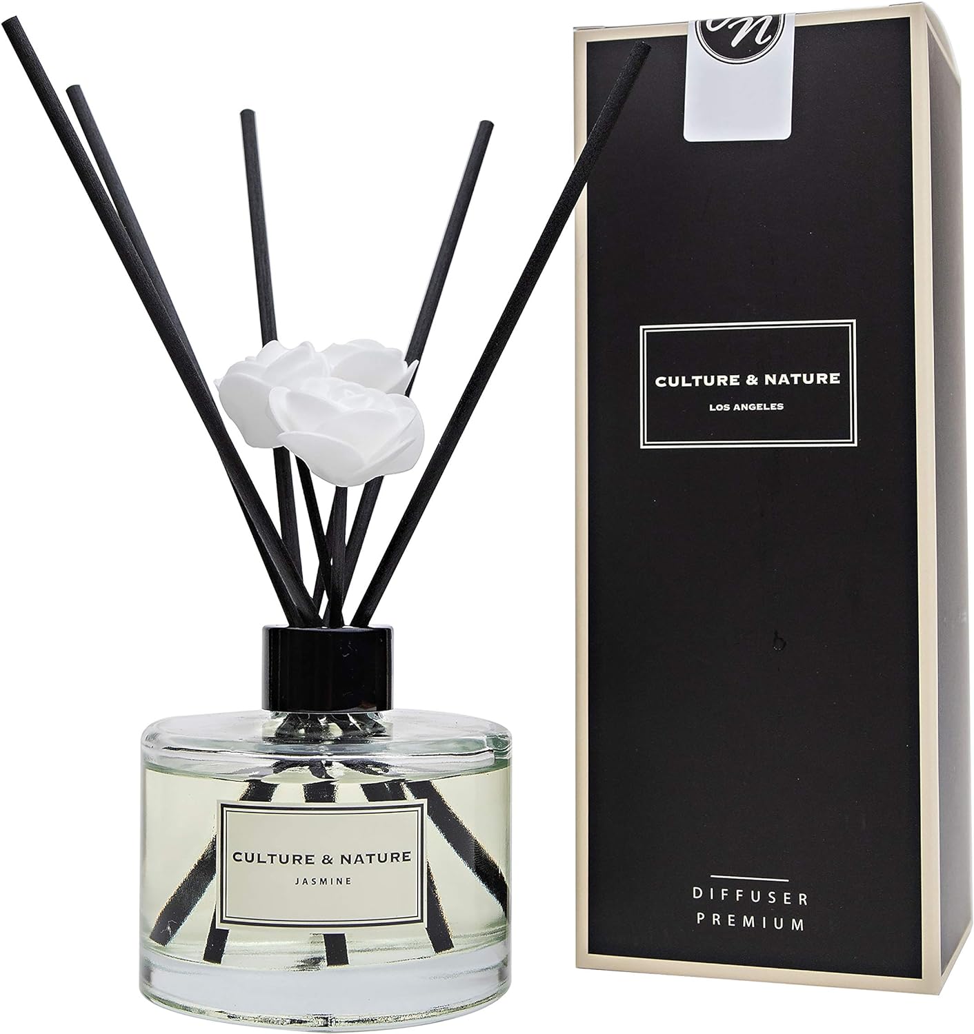 Reed Diffuser 6.7 oz (200ml) Jasmine Scented Reed Diffuser Set