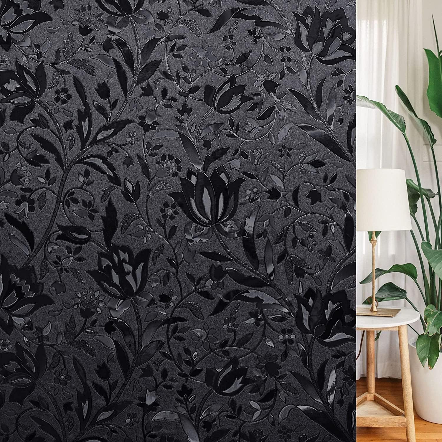 LEMON CLOUD Frosted Blackout Window Film, Privacy Black Out Glass Film for Day a...