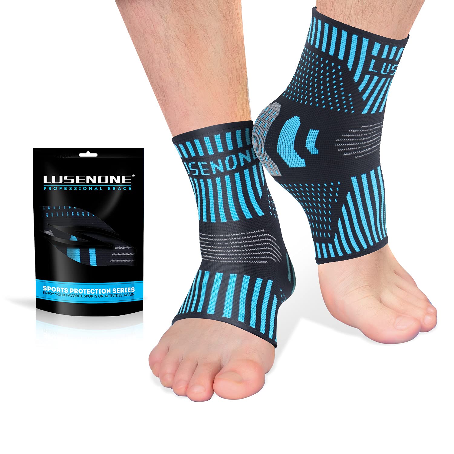 Professional Ankle Support Brace 2 Pack, Breathable Plantar Fasciitis Socks, Ant...