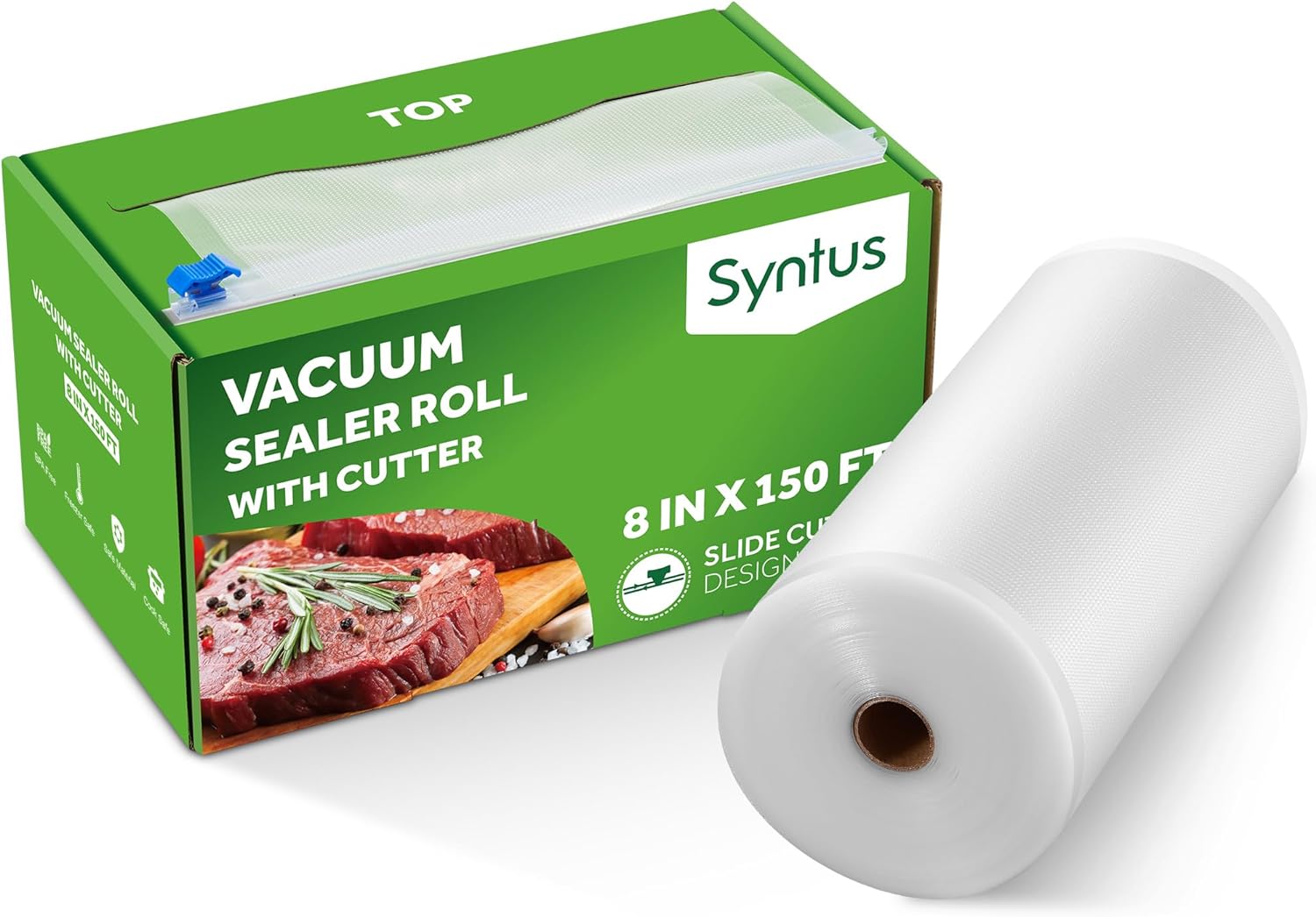 Syntus 8" x 150' Food Vacuum Seal Roll Keeper with Cutter Dispenser, Commercial...