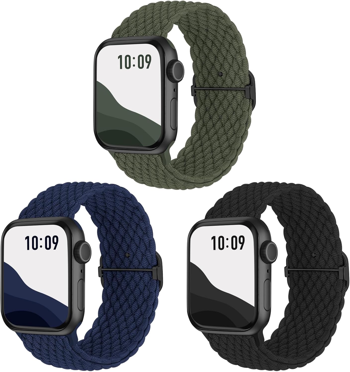Joehwerr 3-Pack Anti-Slip Braided Strap Compatible for Apple Watch Straps Women...