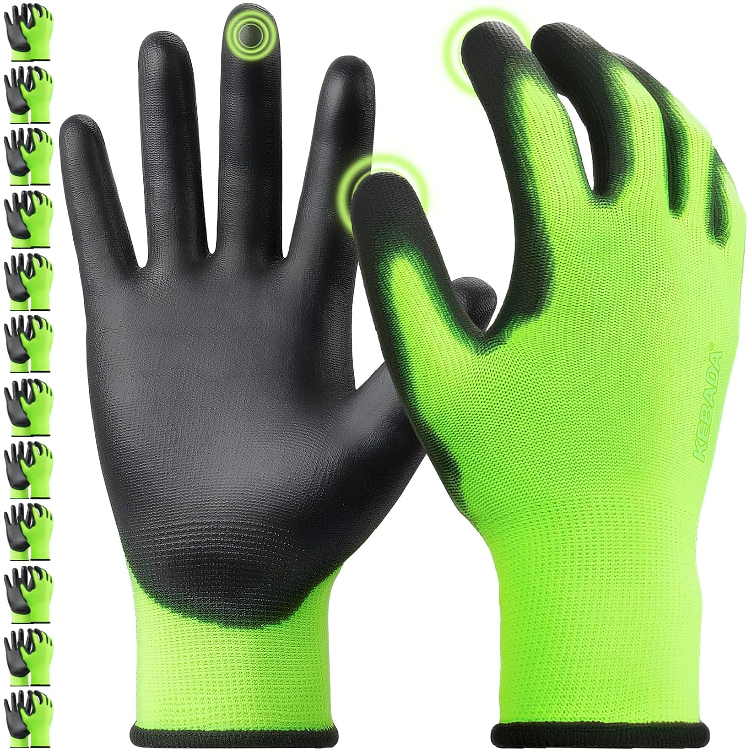 W1 Work Gloves for Men and Women,12 Pairs Touchscreen Working Gloves with Grip,T...