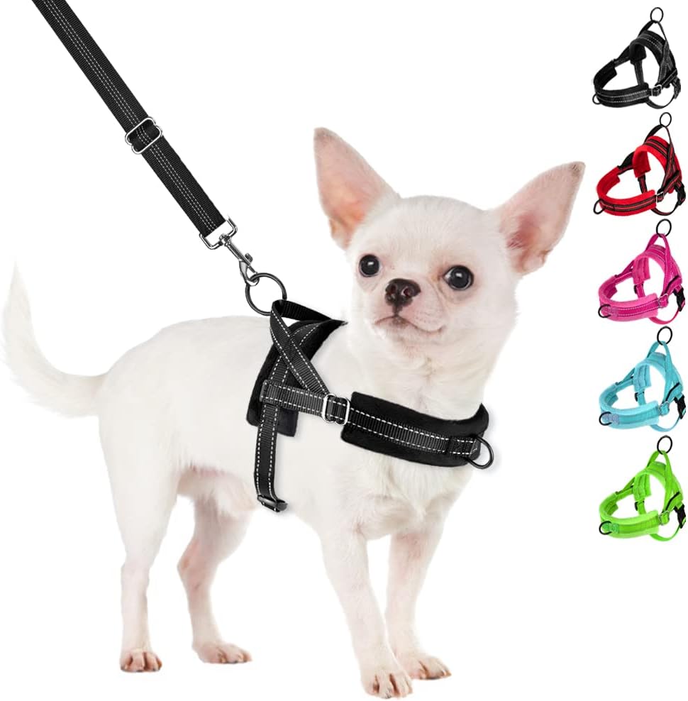SlowTon No Pull Small Dog Harness and Leash Set, Puppy Soft Vest Harness Neck &...