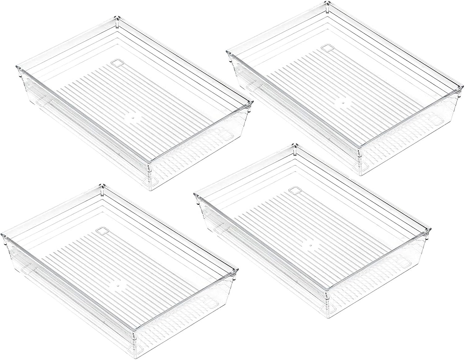 4 Pcs Clear Plastic Drawer Organiser Trays Desk Versatile Kitchen Drawer Organis...
