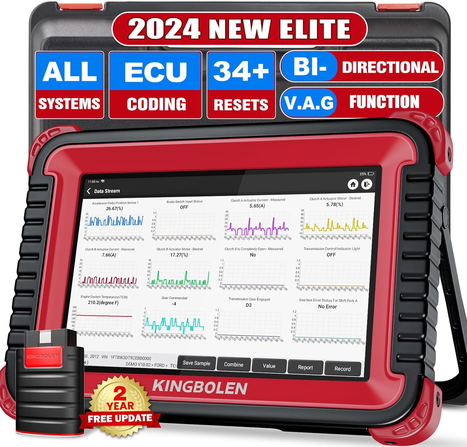 KINGBOLEN K8 OBD2 Scanner, 2024 Bidirectional Scan Tool 34+Resets, ECU Coding, G...