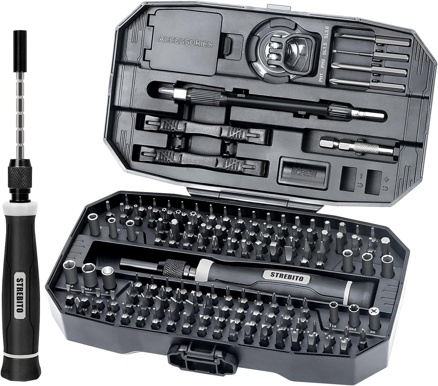 STREBITO Precision Screwdriver Set, 153 in 1 Electronics Tool Kit with Case, 140...