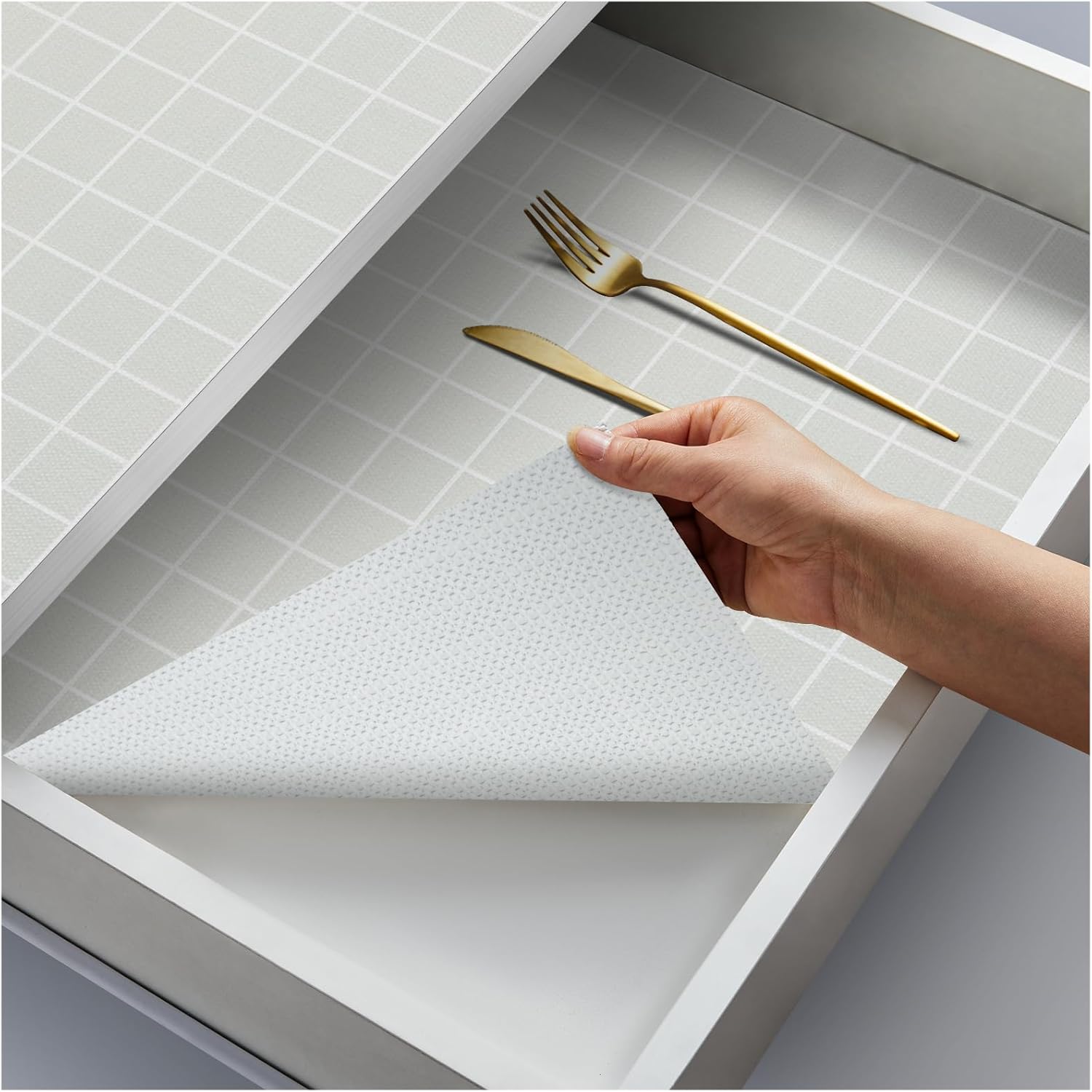 Coavas Shelf Liner Drawer Liner: Kitchen Cabinet Liner Non-Adhesive Non Slip Was...