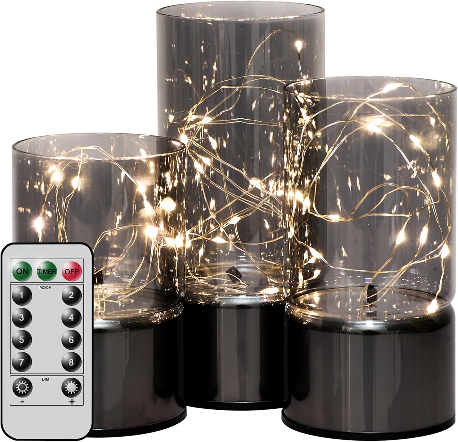 GenSwin Glass Flameless Candles, Special Flickering Candles with Remote Timer, I...