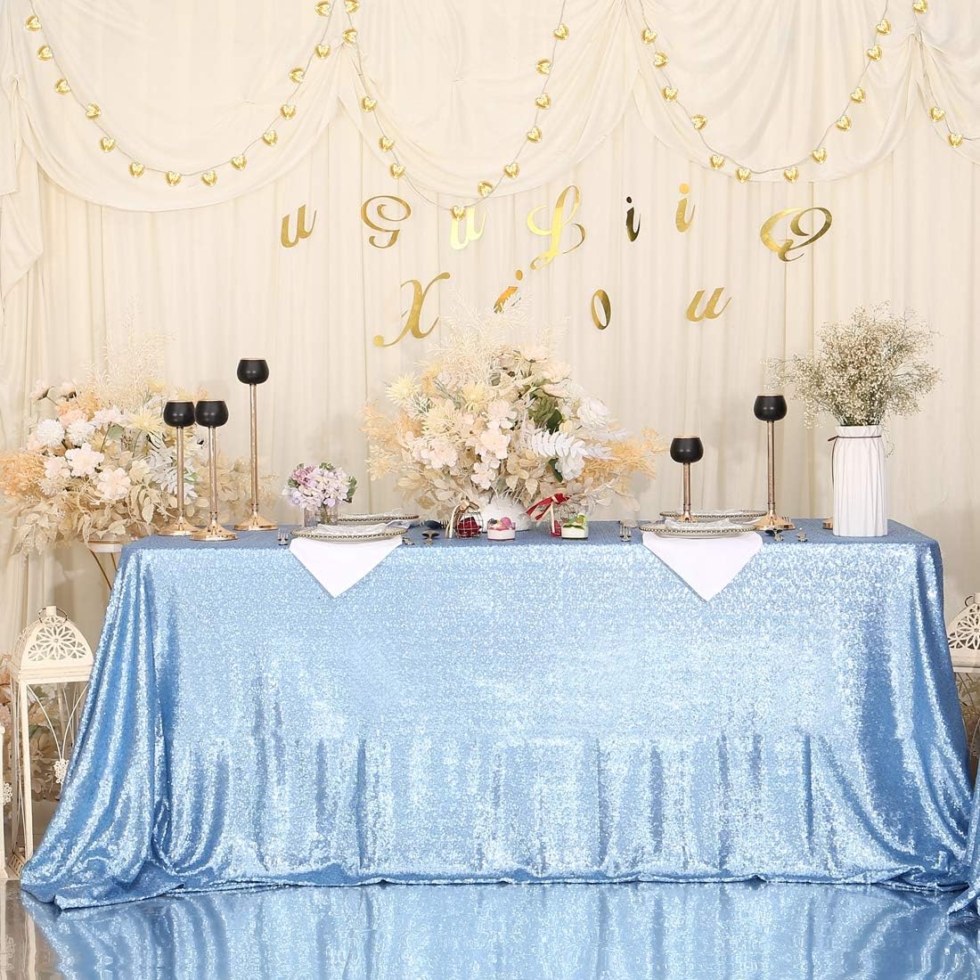PartyDelight Sequin Tablecloth, Wedding, Sweetheart, Christmas Tree, Rectangular...