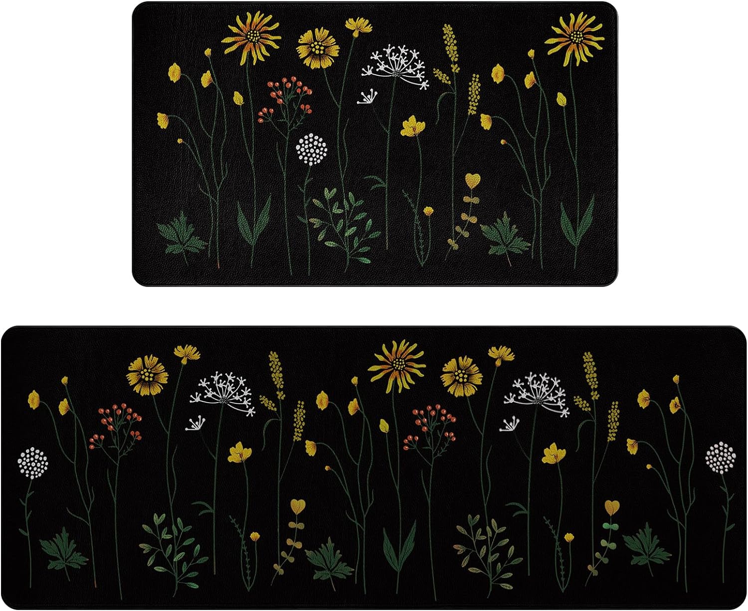 Rempry Colorful Floral Kitchen Mat for Floor, Non Slip Kitchen Rugs and Mat Set...