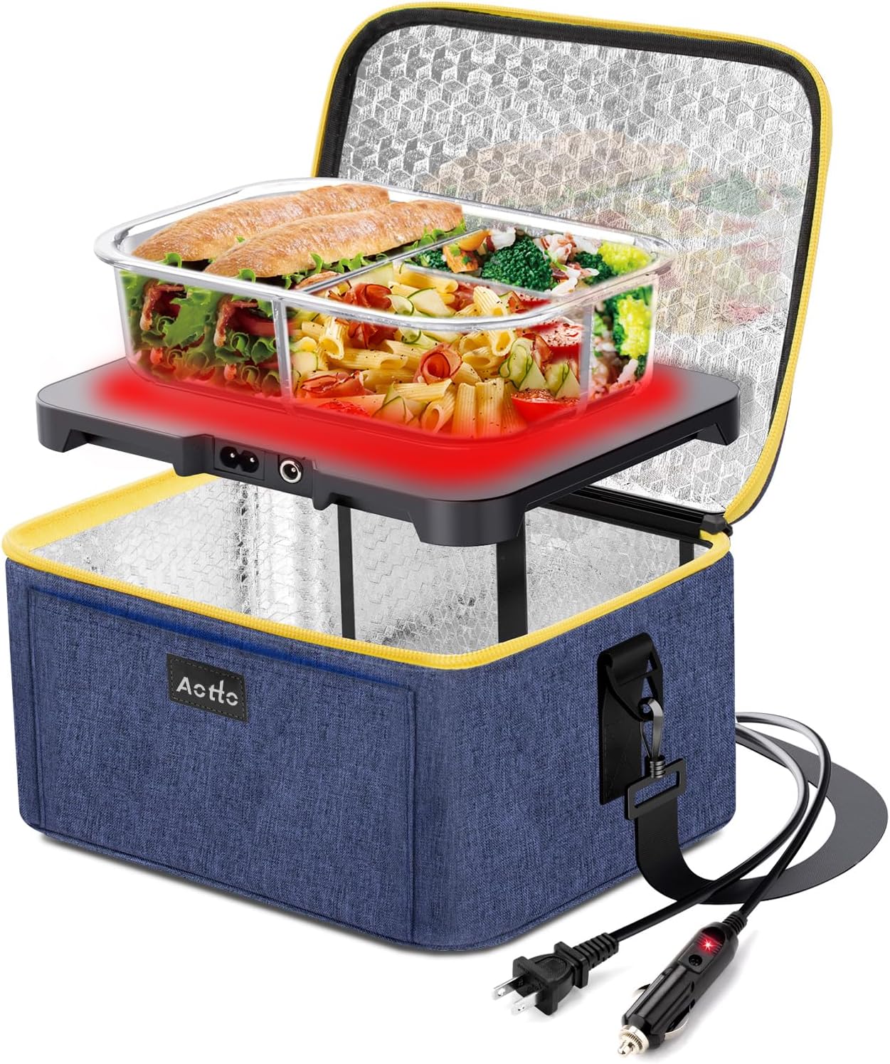 Aotto Portable Oven, 12V, 24V, 110V Food Warmer, Portable Mini Personal Microwav...