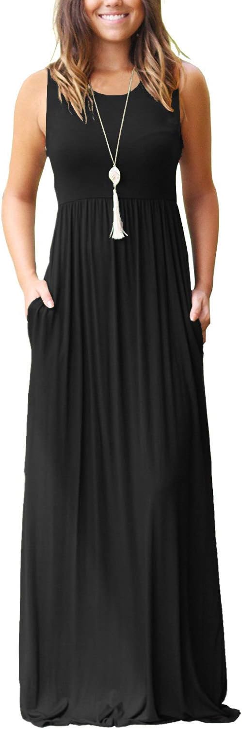 MOLERANI Women's Loose Plain Maxi Dresses Casual L...