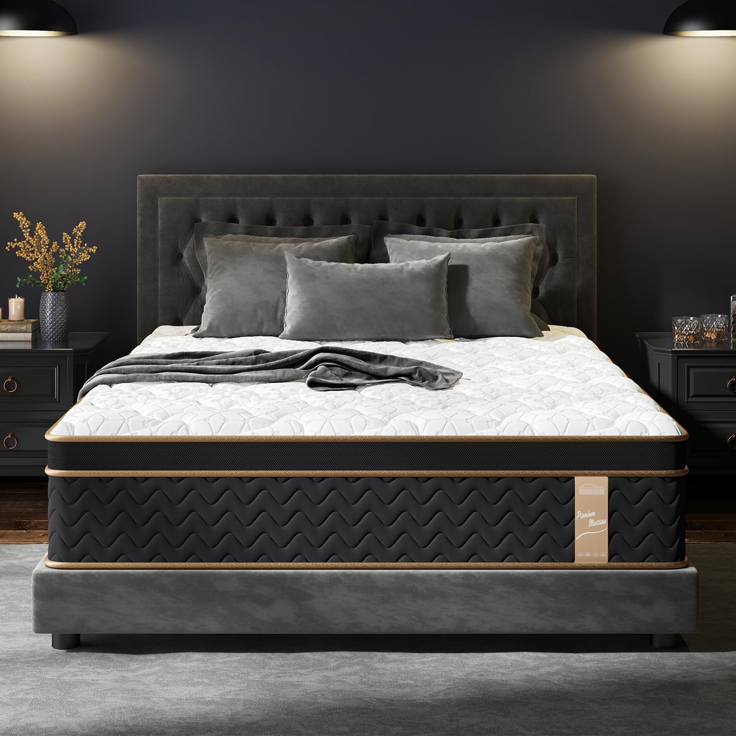 Twin Mattress, 10 Inch Hybrid Mattress with Gel Memory Foam, Fiberglass-Free Med...