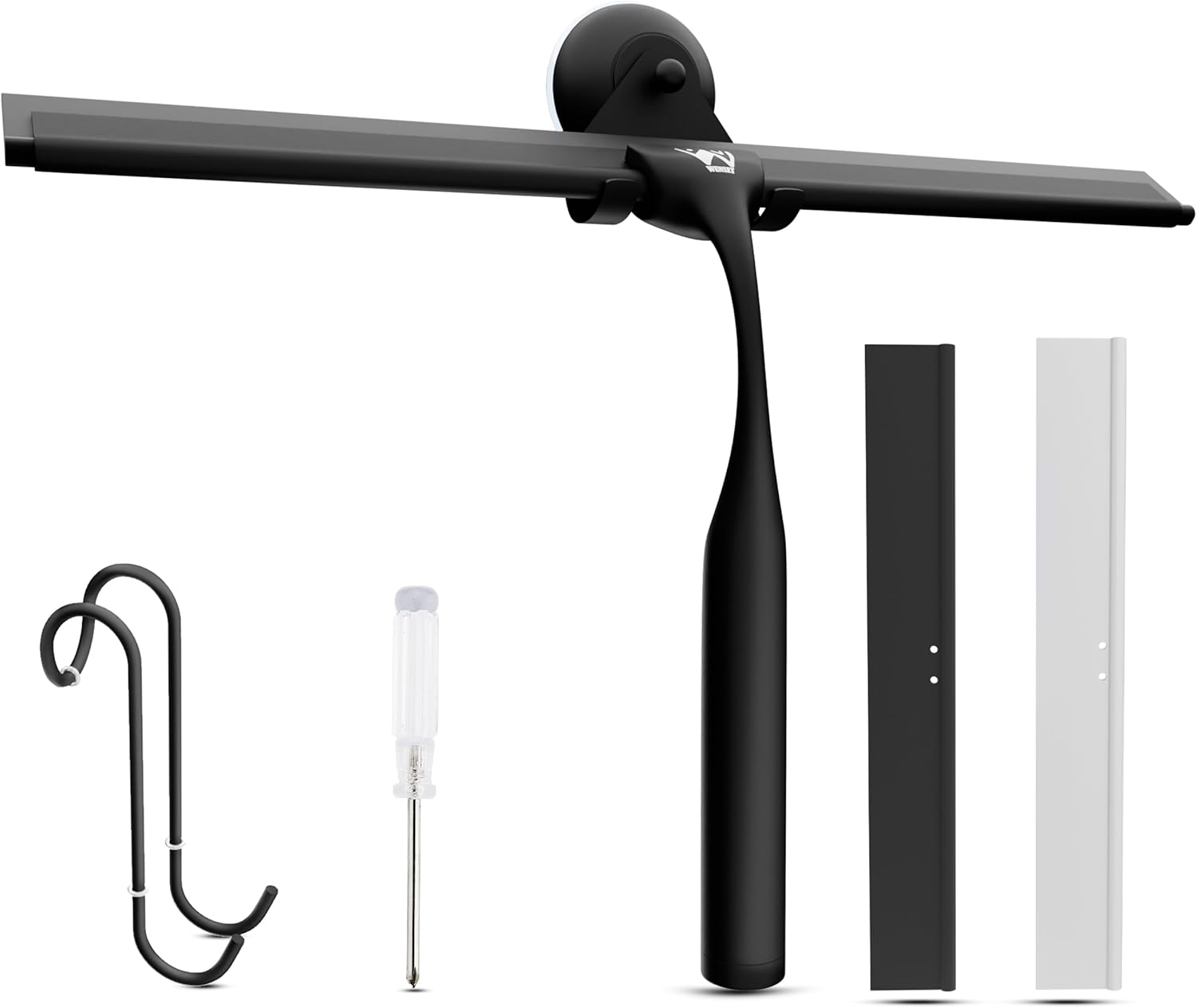 Wunset 25 cm Black Shower Squeegee, Large Window Squeegee - 6 Pieces Set Includi...