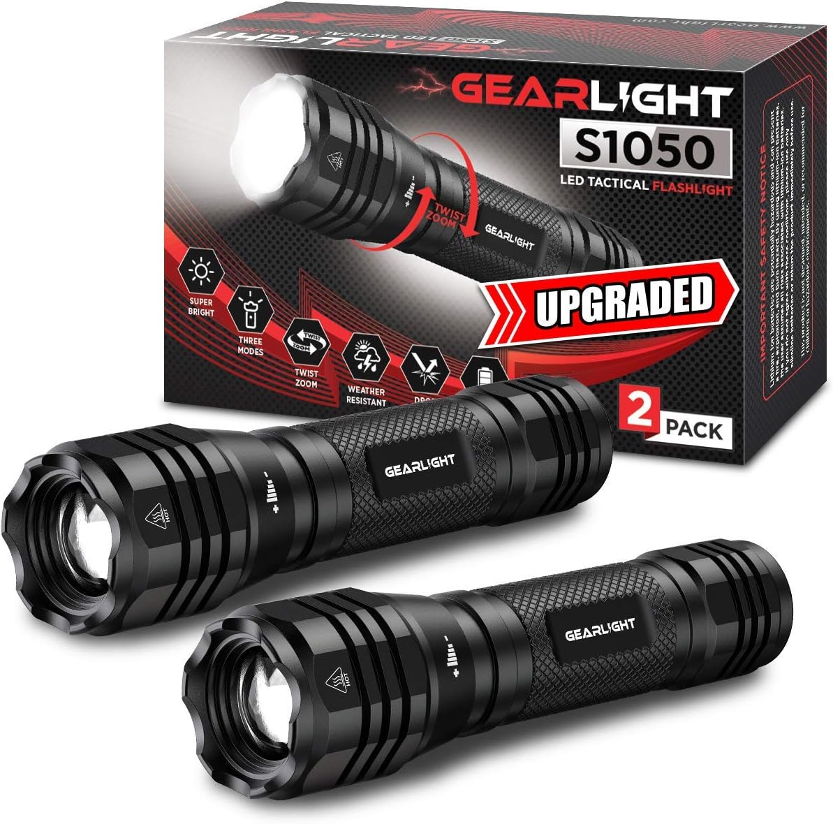 GearLight S1050 LED Flashlight High Lumens - Flashlights for Camping, Hiking, Do...