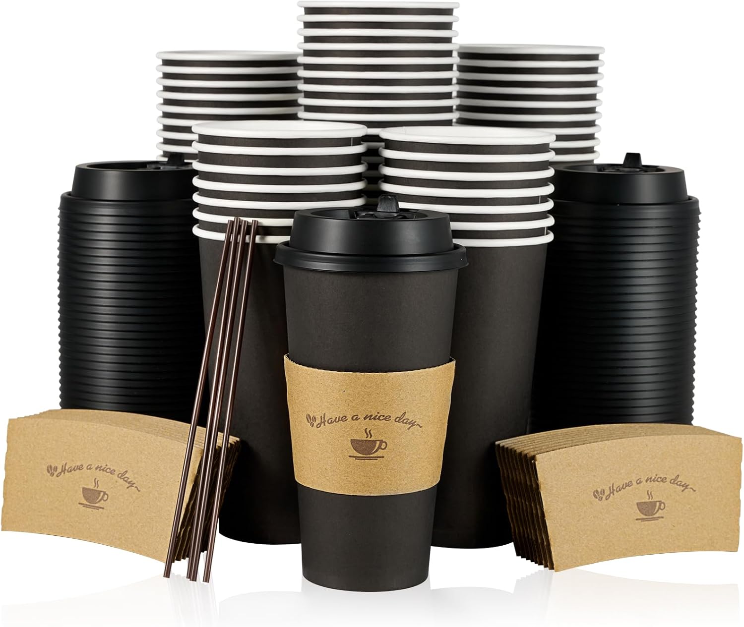 LITOPAK 50 Pack 20 oz Paper Coffee Cups, Drinking Cups for Hot Coffee Chocolate...