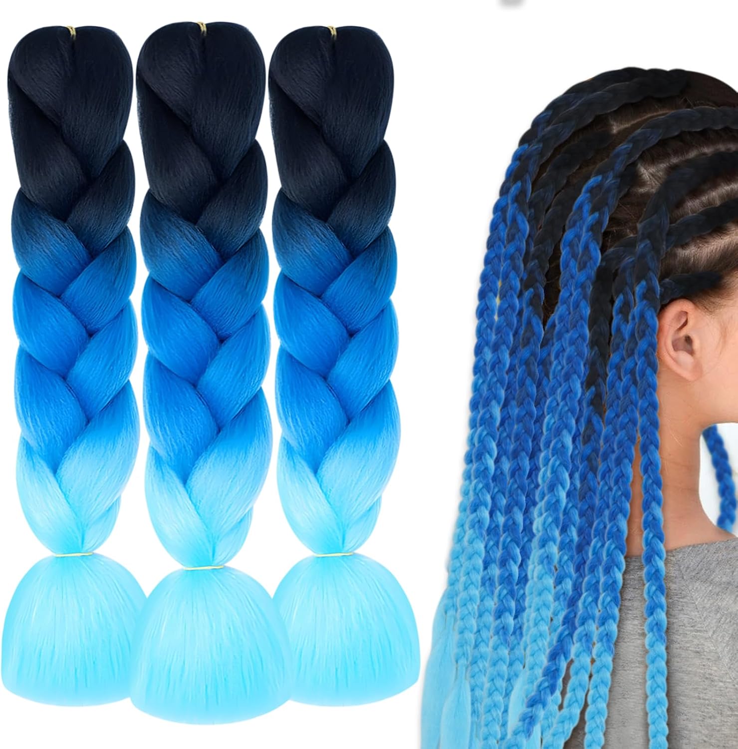 3pcs Ombre Braiding Hair 60CM Braid Hair Extension...