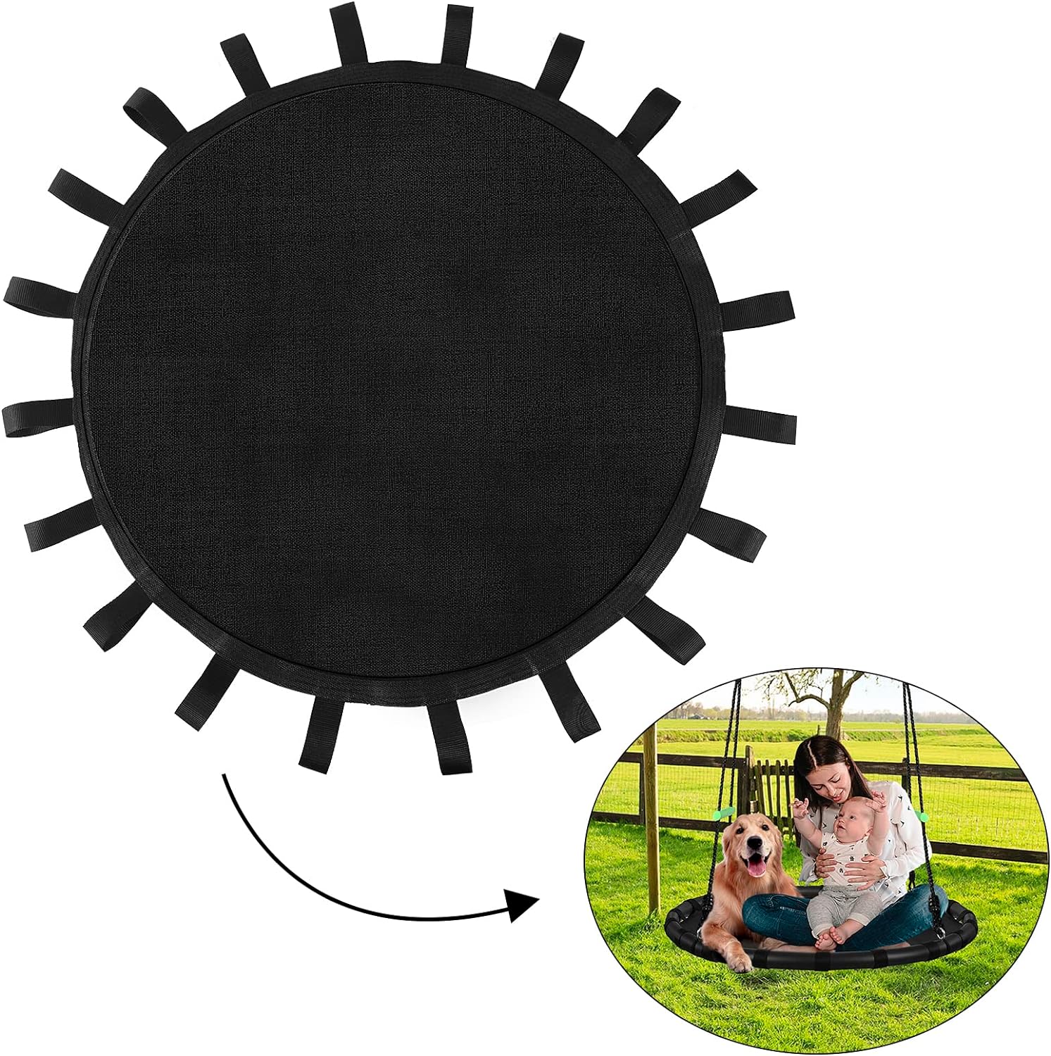 Black Hanging Tree Swing, Special PP Mat, Unique M...