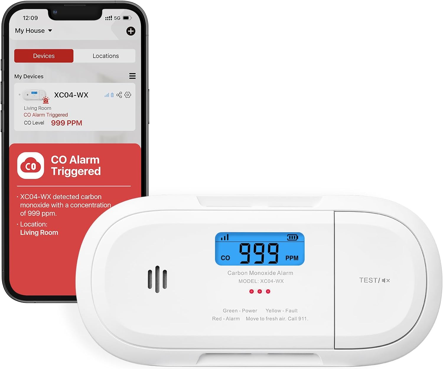 X-Sense Wi-Fi Smart Carbon Monoxide Alarm Carbon Monoxide Detector, Real-Time Pu...