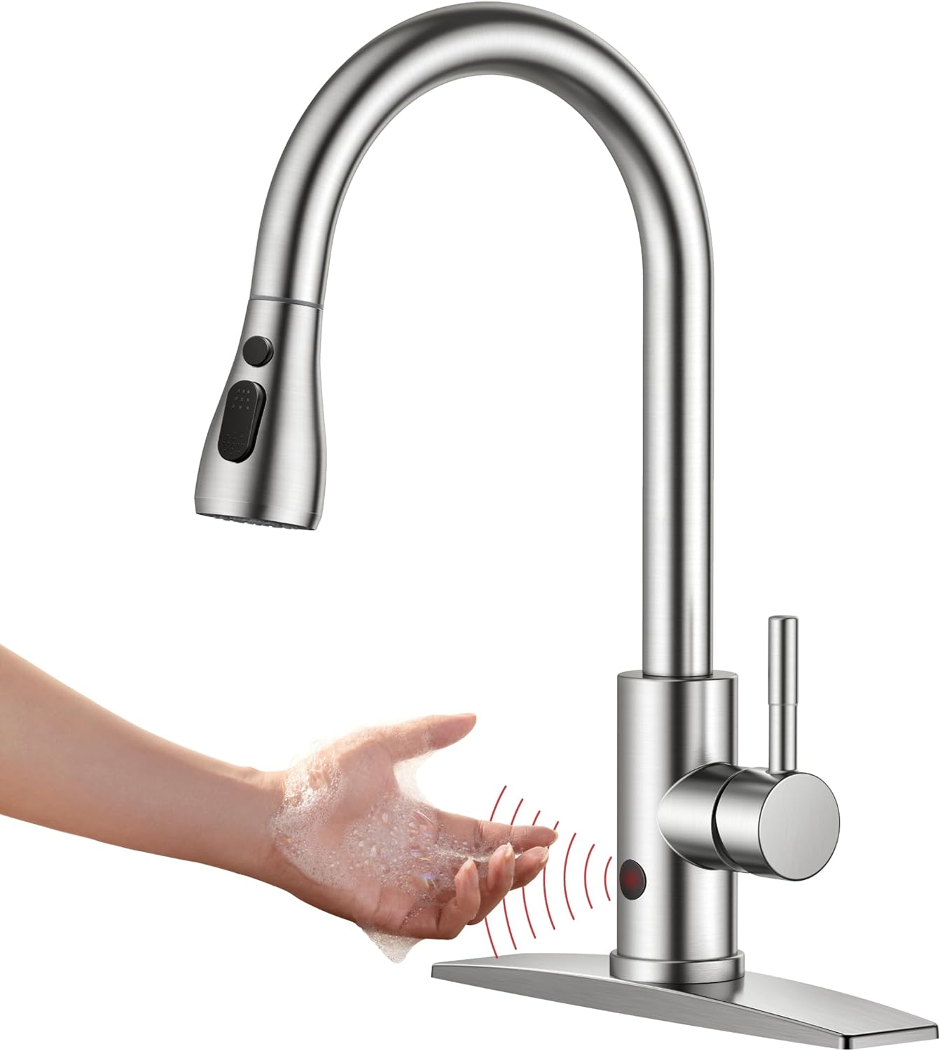 FORIOUS Touchless Kitchen Faucets, Brushed Nickel Kitchen Faucet with Pull Down...