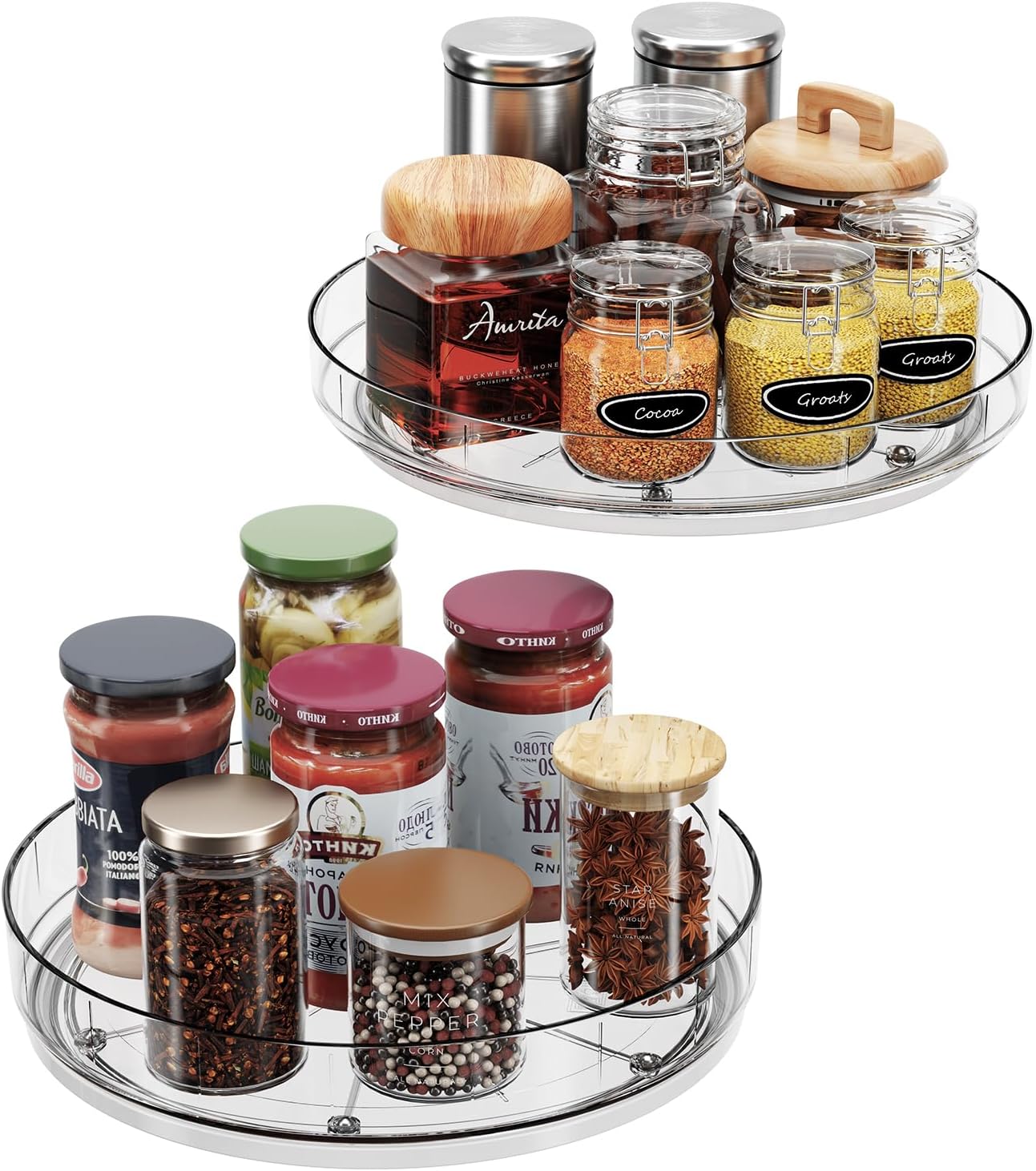 2 Pack Lazy Susan Turntable Organizer for Cabinet Refrigerator 10''/10.6'' Kitch...