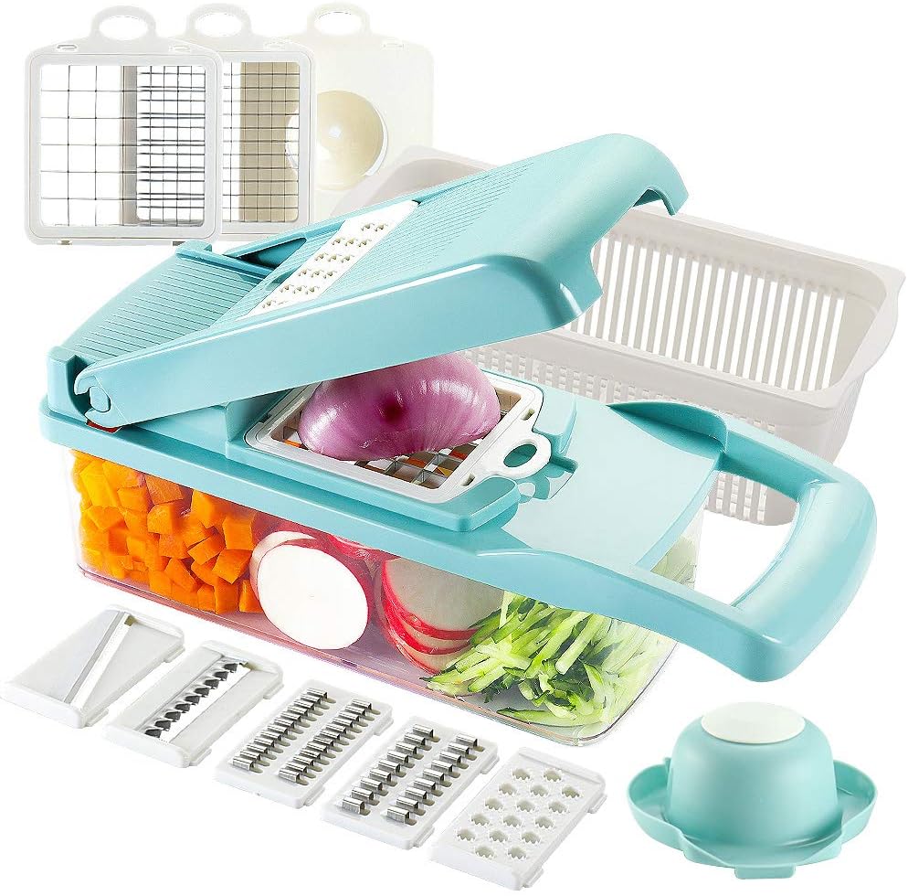 Ourokhome Vegetable Chopper Slicer Dicer - 12-in-1 Fruits Cutter Mandoline Slice...