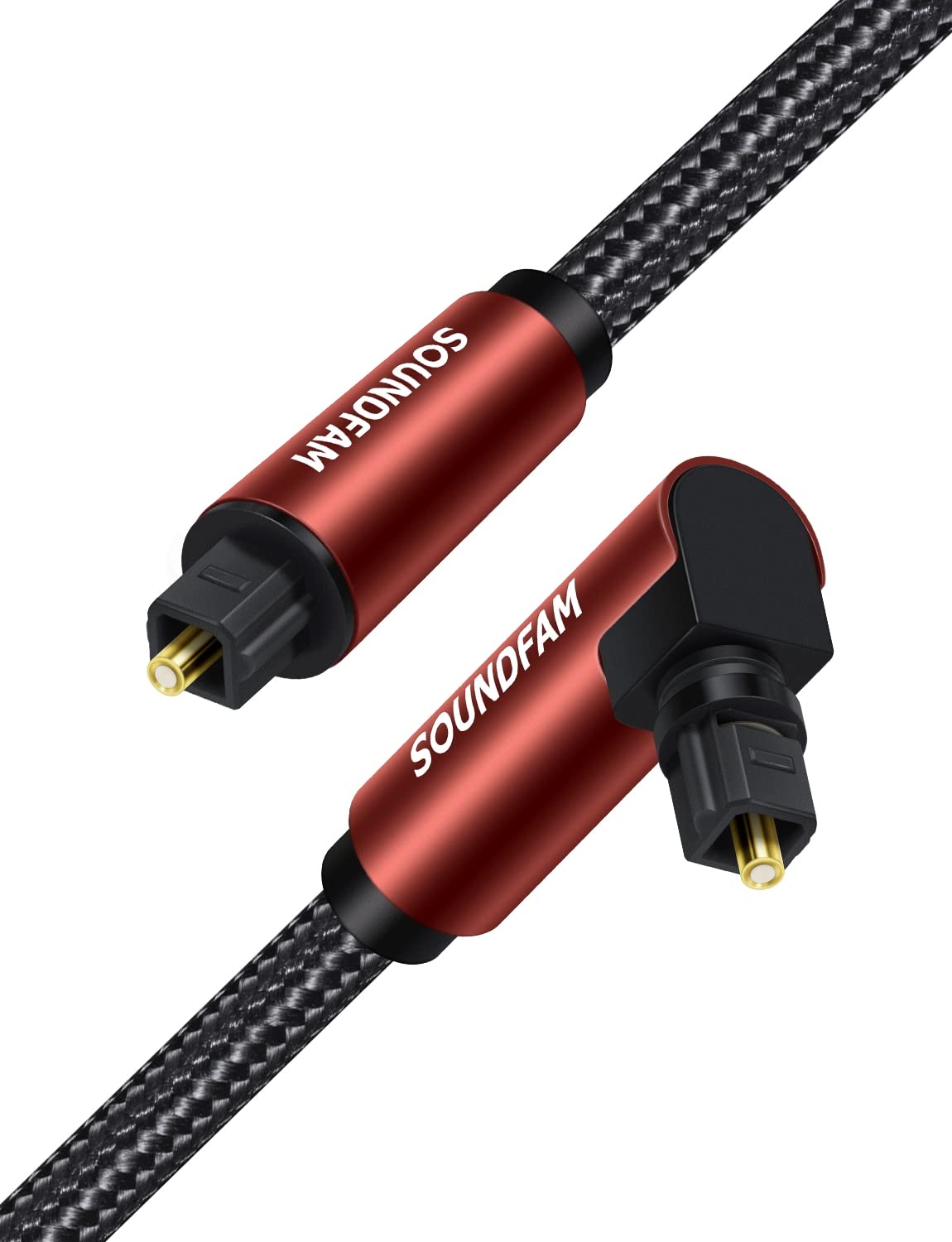 SOUNDFAM 90 Degree Optical Audio Cable 2M, Digital Audio S/PDIF Toslink Cable 36...