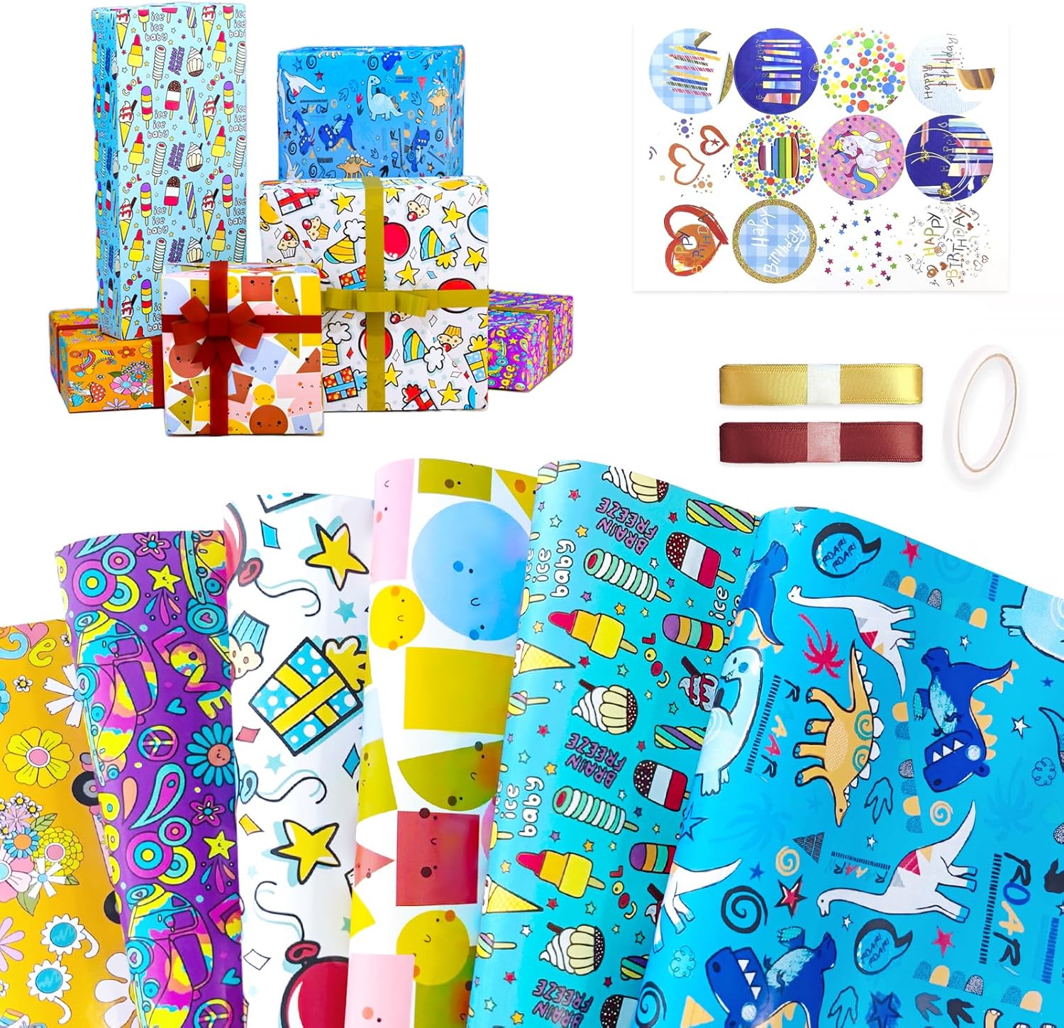Niviy Gift Wrapping Paper Sheets (70cm x 50cm) - Eco-Conscious & Recyclable Chil...