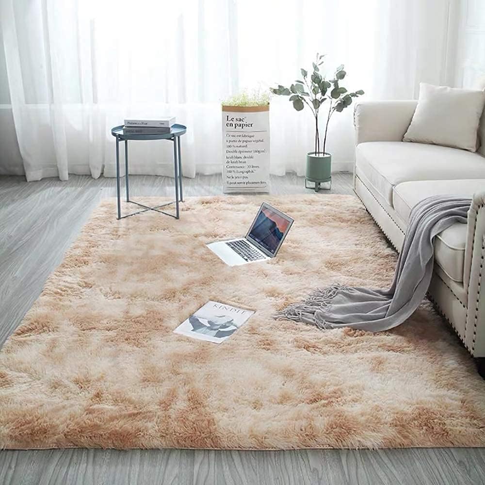 Blivener Luxury Shaggy Soft Area Rug Tie-Dyed Faux Fur Indoor Fluffy Non-Slip Ru...