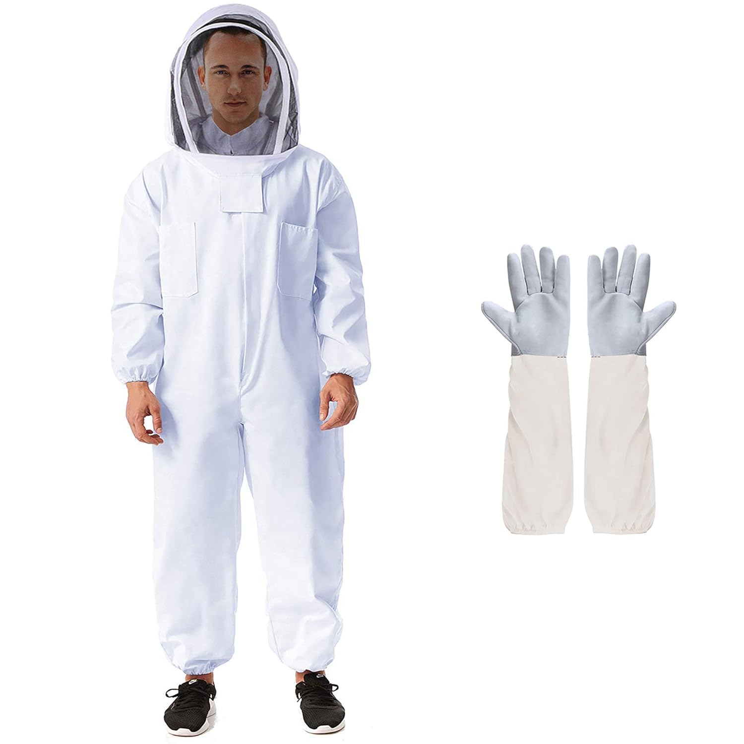 Beekeeping Suit Apiarist Beekeeping Jacket with Sheepskin Gloves & Ventilated Fe...