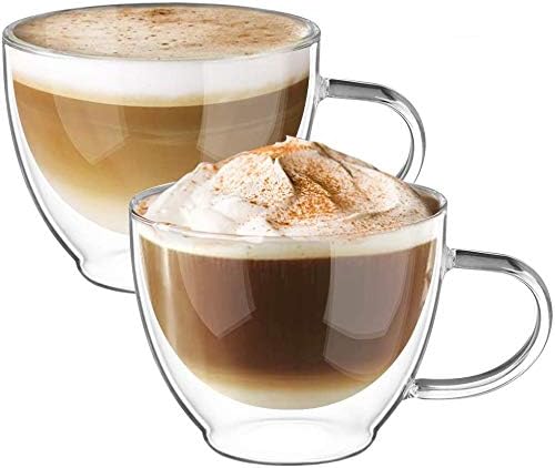 ecooe 2x350ml Double Walled Coffee Glasses Mugs Cappuccino Latte Macchiato Glass...