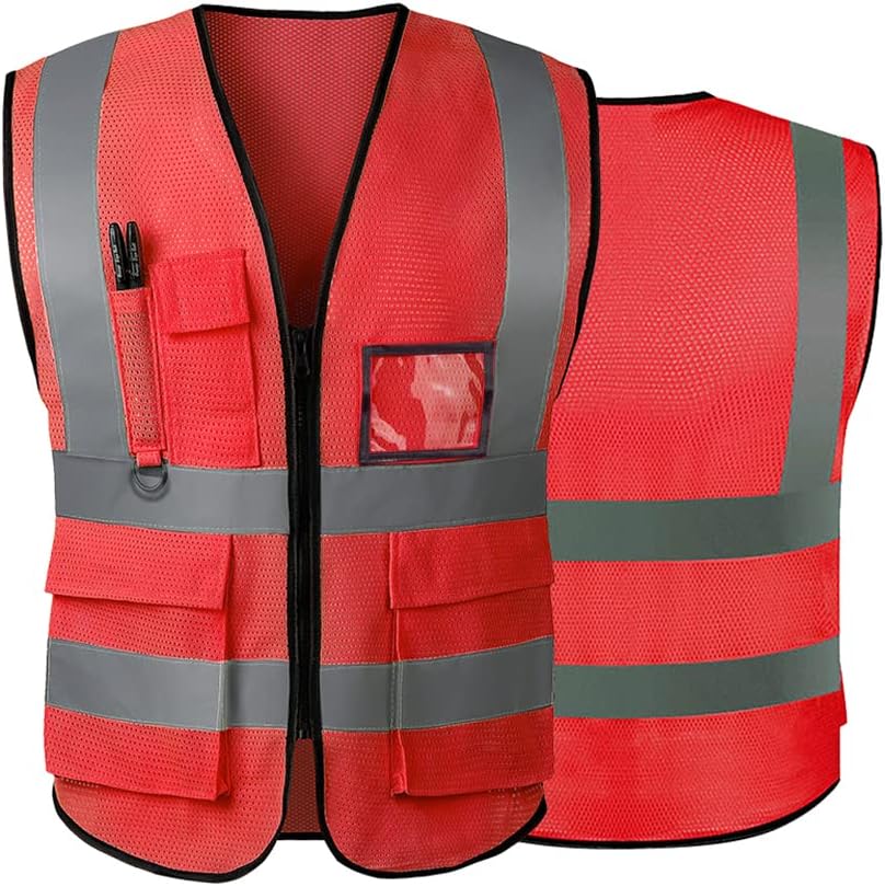 Hi Vis Vests for Women Men High Visibility Reflective Safety Security Vest with...